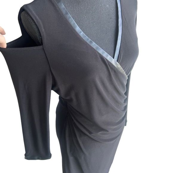 Laundry Women's Wrap Front Cold Sholder Long Sleeves Dress Black Size L - Picture 13 of 16